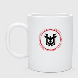 Кружка керамическая Символ Free Fire и красная краска вокруг, цвет: белый