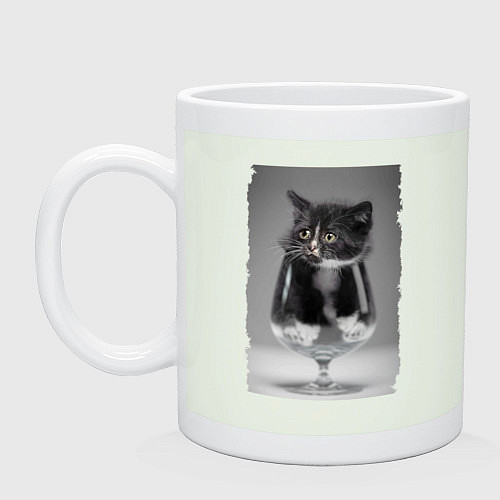 Кружка Котёнок в бокале / Фосфор – фото 1