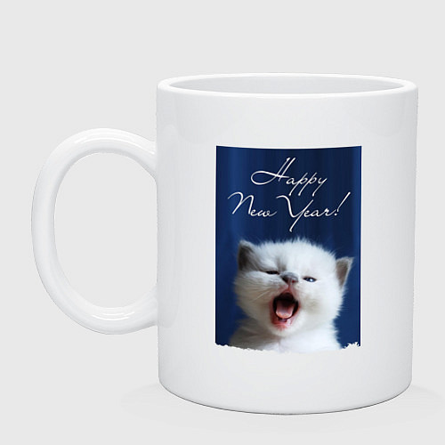 Кружка Happy New Year! Kitten - cutie / Белый – фото 1