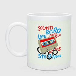 Кружка керамическая Касссета ретро звук, цвет: фосфор