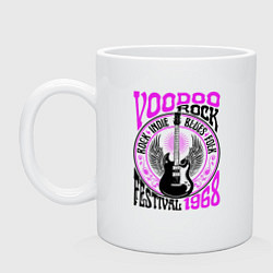 Кружка керамическая Гитара с крыльями voodoo rock, цвет: белый