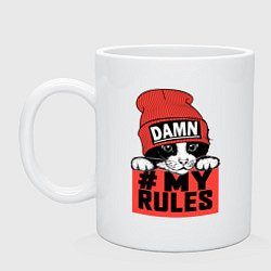 Кружка керамическая Damn my rules, цвет: белый