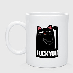 Кружка керамическая Black cat - fuck you, цвет: белый