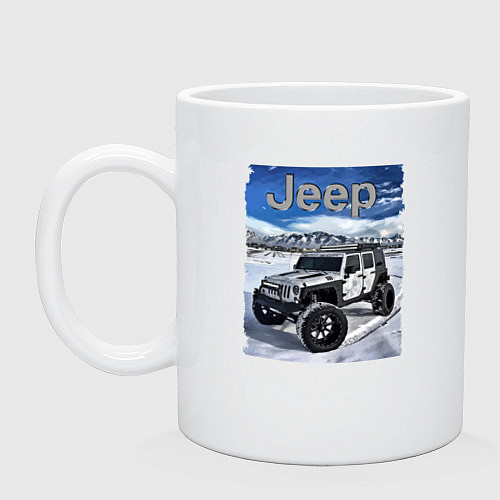 Кружка Chrysler Jeep Wrangler в зимних горах / Белый – фото 1