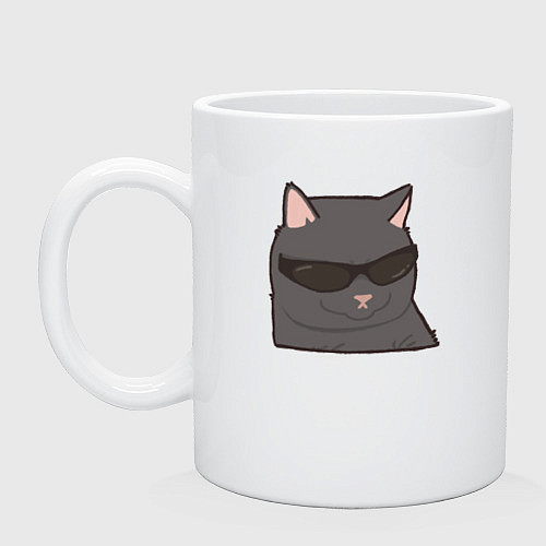 Кружка Серый котик в очках / Белый – фото 1