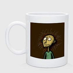 Кружка керамическая Взъерошенный человек, цвет: белый