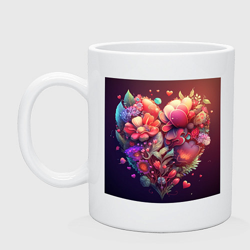 Кружка Цветочное сердце на День Святого валентина / Белый – фото 1