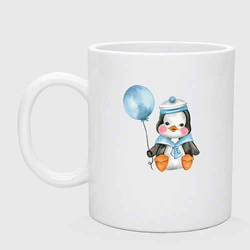 Кружка Пингвин с синим шариком / Белый – фото 1