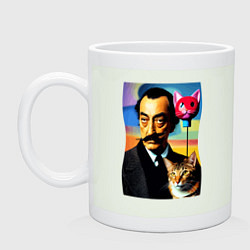 Кружка керамическая Salvador Dali and cat, цвет: фосфор