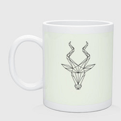 Кружка керамическая Черная полигональная голова антилопы, цвет: фосфор