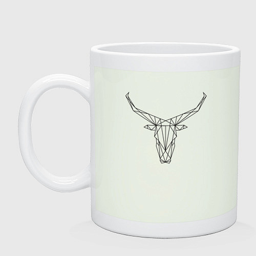 Кружка Черная полигональная голова быка / Фосфор – фото 1