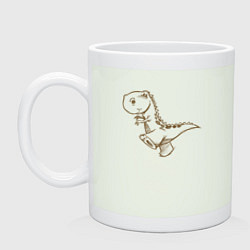 Кружка керамическая Шагающий рисованный динозавр, цвет: фосфор