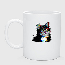Кружка керамическая Pixel cat, цвет: белый