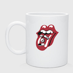 Кружка керамическая Rolling stones pills, цвет: белый
