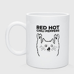 Кружка керамическая Red Hot Chili Peppers - rock cat, цвет: белый