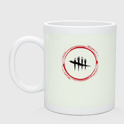 Кружка керамическая Символ Dead by Daylight и красная краска вокруг, цвет: фосфор