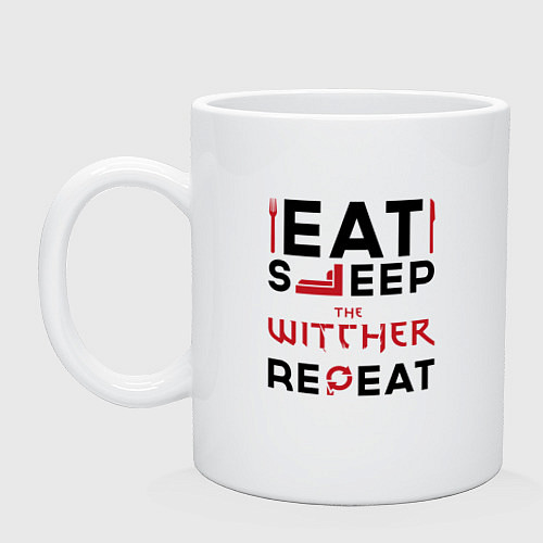 Кружка Надпись: eat sleep The Witcher repeat / Белый – фото 1