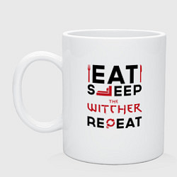 Кружка керамическая Надпись: eat sleep The Witcher repeat, цвет: белый