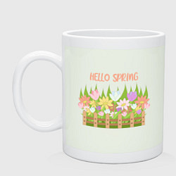 Кружка керамическая Весенние цветы в палисаднике - привет, весна!, цвет: фосфор