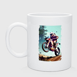 Кружка керамическая Мотокросс - экстрим, цвет: белый