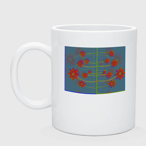 Кружка Абстрактные цветы на ветках / Белый – фото 1