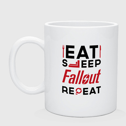 Кружка Надпись: eat sleep Fallout repeat / Белый – фото 1