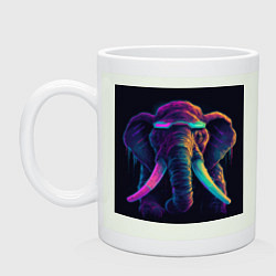 Кружка керамическая Кибер-слон в неоновом свете, цвет: фосфор