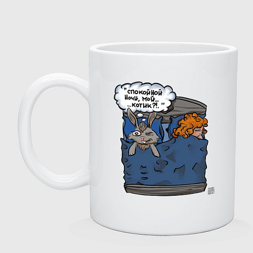 Кружка Спокойно ночи котик / Белый – фото 1
