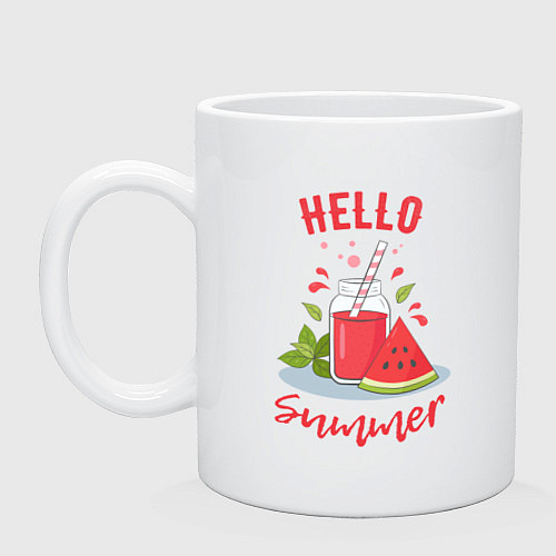 Кружка Hello summer и сочный смузи из арбуза с базиликом / Белый – фото 1