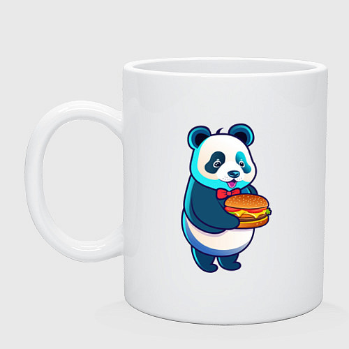 Кружка Милая панда с чизбургером / Белый – фото 1