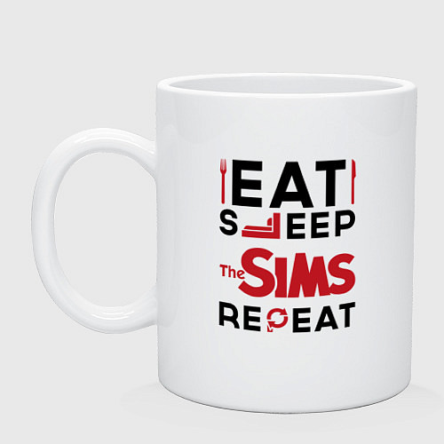 Кружка Надпись: eat sleep The Sims repeat / Белый – фото 1