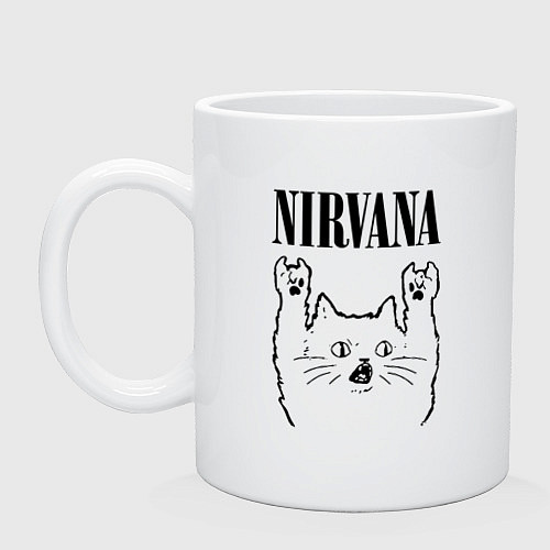 Кружка Nirvana - rock cat / Белый – фото 1