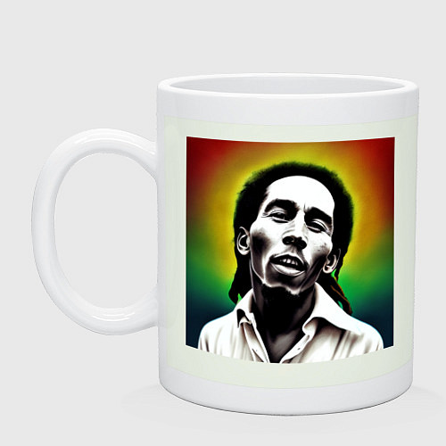 Кружка Боб Марли в традиционном триколоре / Фосфор – фото 1