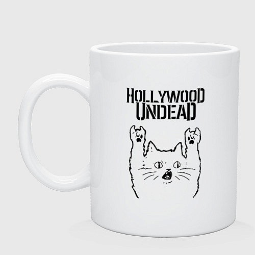Кружка Hollywood Undead - rock cat / Белый – фото 1