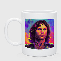 Кружка керамическая Jim Morrison Strange colors Art, цвет: белый