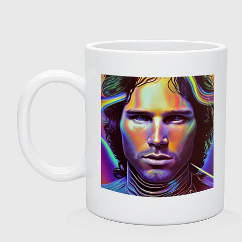 Кружка Jim Morrison neon portrait art / Белый – фото 1