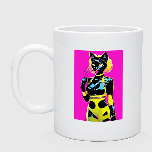 Кружка Black cat - fashionista - pop art - neural network / Белый – фото 1