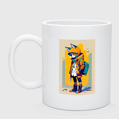Кружка Fox cub - urban style - neural network / Белый – фото 1