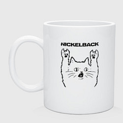 Кружка керамическая Nickelback - rock cat, цвет: белый