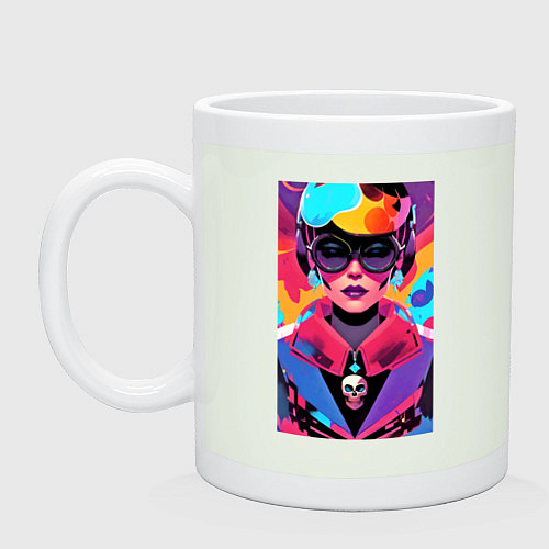 Кружка Девушка в тёмных очках - поп-арт / Фосфор – фото 1