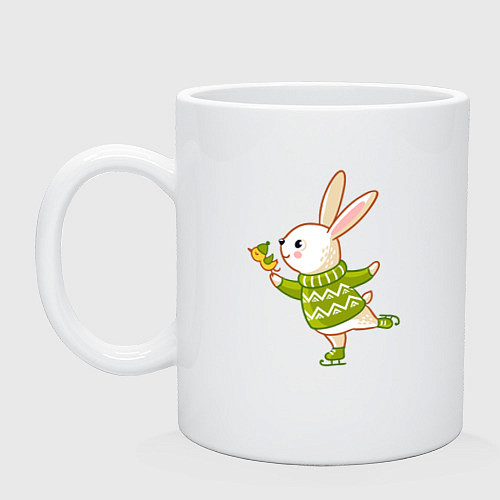 Кружка Кролик на катке / Белый – фото 1