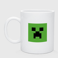 Кружка керамическая Minecraft creeper face, цвет: белый