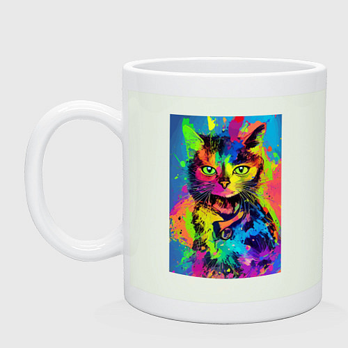 Кружка Funny cat - pop art - neural network / Фосфор – фото 1