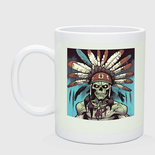 Кружка Индеец зомби с перьями на голове / Фосфор – фото 1