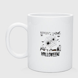 Кружка керамическая Хэллоуин в конце октября, цвет: белый