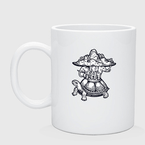 Кружка Слоны на черепахе / Белый – фото 1