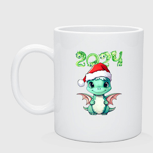 Кружка 2024 символ года милый дракончик / Белый – фото 1