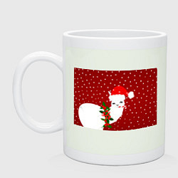 Кружка керамическая Лама - альпака с леденцом, цвет: фосфор