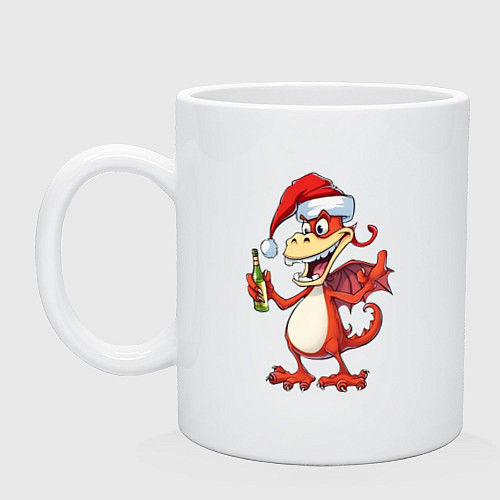 Кружка Новогодний дракон с шампанским / Белый – фото 1