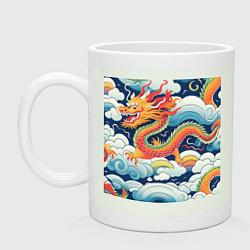 Кружка керамическая Китайский дракон на цветном фоне, цвет: фосфор